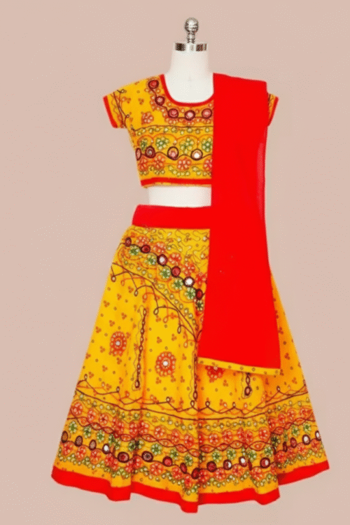 Yellow Printed Chaniya Choli Set